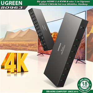 Bộ gộp tín hiệu HDMI 2.0 KVM 8 vào 1 hỗ trợ 4K@60Hz Ugreen 80963 cao cấp