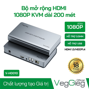 Bộ Mở Rộng HDMI 1080P KVM 200m  VegGieg V-HD012 , Truyền Hình Ảnh & USB Qua Cáp Mạng