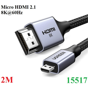 Cáp chuyển đổi micro HDMI sang HDMI dài 2m hỗ trợ nâng cấp chất lượng hình ảnh chuẩn 8k Ugeen 15517