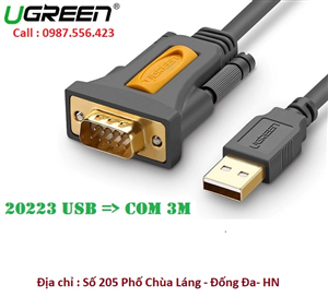 Cáp chuyển đổi USB to Com (RS232) dài 3m Ugreen 20223 Cao cấp