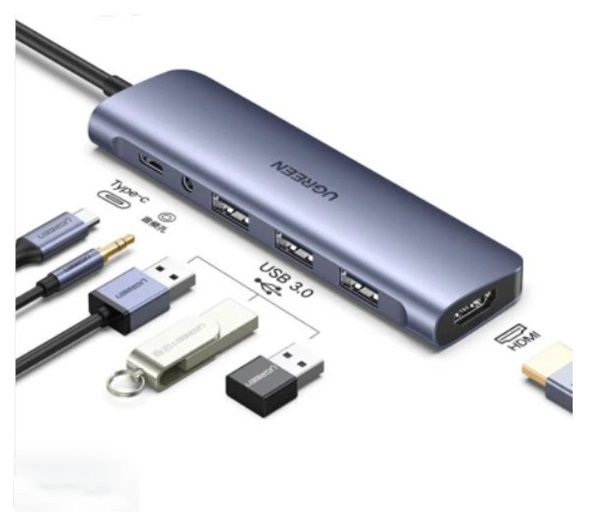 Cáp chuyển USB Type-C to HDMI/ Hub USB 3.0/ Audio 3.5mm/ Sạc PD Ugreen 80132