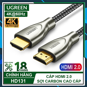 Cáp HDMI 2.0 Carbon 2m chuẩn 4K@60MHz Ugreen 50108 mạ vàng cao cấp
