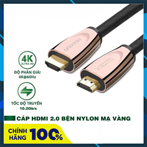 Cáp HDMI 2.0 dài 2M cao cấp hỗ trợ Ethernet + 4k 3D HDMI chính hãng Ugreen 30603