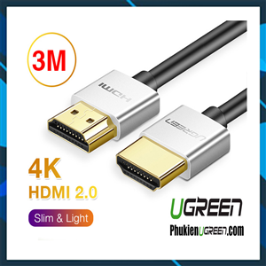 Cáp HDMI 2.0 siêu mỏng dài 3M hỗ trợ 4K, 3D Chính hãng Ugreen 30479
