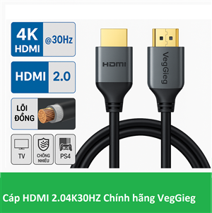 Cáp HDMI 2.0 VegGieg V-H111 4K6 Dài 15m Chính Hãng | Hỗ Trợ 4K@60Hz, Truyền Hình Ảnh Siêu Nét