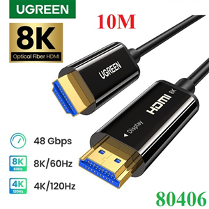 Cáp HDMI 2.1 sợi quang lõi đồng 10m hỗ trợ 8K/60Hz, 4K/120Hz  Ugreen  80406