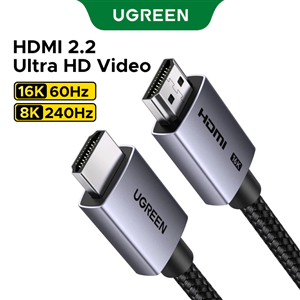 Cáp HDMI 2.2 UGREEN 2M 16K 96Gbps Vỏ Nhôm Cao Cấp Hỗ Trợ 16K@60Hz 8K@120Hz Chuẩn HDMI 2.2 Chính Hãng