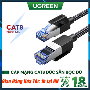 dây mạng CAT8  Ugreen 70327 cao cấp đúc sẵn dài 1M tốc độ 40Gbps AWG U/FTP