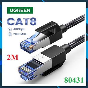 Cáp mạng CAT8  Ugreen 80431 cao cấp đúc sẵn dài 2M tốc độ 40Gbps 2000Mhz 26AWG U/FTP