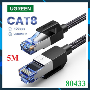 Cáp mạng CAT8  Ugreen 80433 cao cấp đúc sẵn dài 5M tốc độ 40Gbps 2000Mhz 26AWG U/FTP