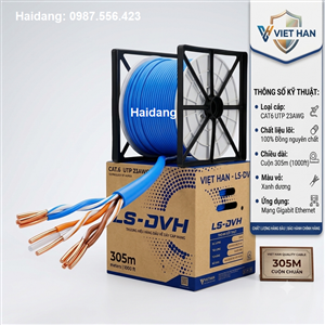 Cáp mạng UTP CAT6 Việt Hàn lõi đồng 23AWG cuộn 305m xanh