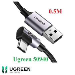 Cáp sạc, dữ liệu USB-A to USB Type-C bẻ góc 90 độ dài 0.5M Ugreen 50940 cao cấp