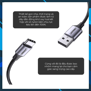 Cáp sạc nhanh 20W đầu USB 2.0 - Type C, cáp Ugreen 60116 chính hãng, cáp sạc chất lượng cao