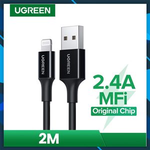Cáp sạc nhanh truyền dữ liệu USB 2.4A sang Apple Lightning dài 2M Ugreen 20370 cao cấp
