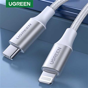 Cáp UGREEN 70523 USB-C to Lightning 1m (Bạc) - Vỏ Nhôm Bện Cao Cấp, Sạc Nhanh PD 20W