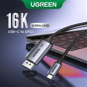 Cáp UGREEN USB-C sang DP 2.1 25864 Cao Cấp - Hỗ trợ 16K/30Hz, 3D, HDR, Dolby, Băng thông 40Gbps