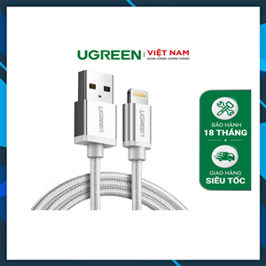 Cáp USB 2.4A sang Lightning UGREEN sạc nhanh truyền dữ liệu dài 2M Ugreen 60163 cao cấp