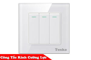 Công Tắc Điện 3 Hạt Âm Tường Mặt Kính Cường Lực Tenko TK-F71-D-03  mode white