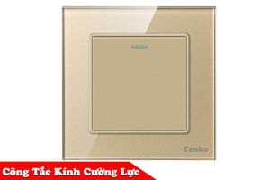 Công Tắc Điện Vuông Mặt Kính Cường Lực Chống Xước Tenko TK-F71-D-01 Mode Gold