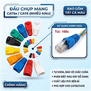 Đầu chụp hạt mạng RJ45 cat5e,cat6 màu xanh ( blue ) túi 100 chiếc HD-DCRJ45BL