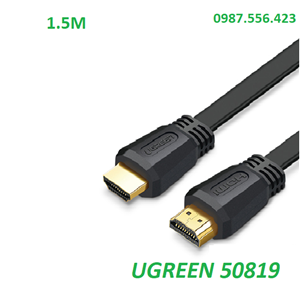 Dây cáp HDMI 2.0 dẹt dài 1,5m hỗ trợ 4K@60MHz chính hãng Ugreen 50819 cao cấp