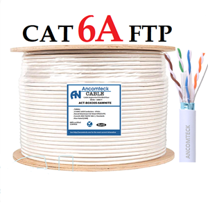 Dây, Cáp mạng CAT6A FTP-STP bọc bạc chống nhiễu, ANCOMTECK ACT-BOX305-6AWHITE