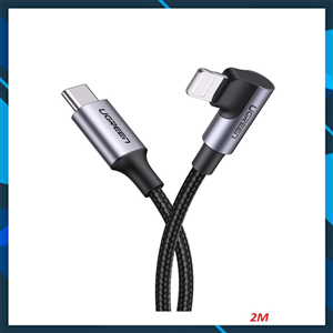 Dây cáp UGREEN bện nylon dạng góc 90 độ MFI cổng USB-C sang Lightning dài 2M US305 60765 cao cấp
