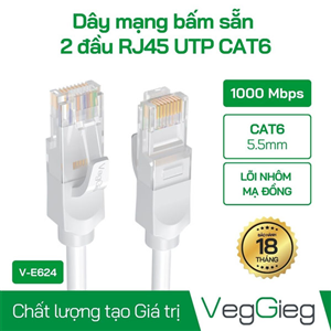 Dây Mạng Bấm Sẵn 2 đầu RJ45 UTP CAT6 V-E627 Dài 3M