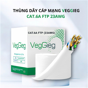 Dây mạng CAT.6A FTP 23AWG Veggieg - Đồng nguyên chất 99,9%, chống nhiễu, dài 305m