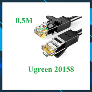 Dây mạng LAN Ethernet CAT6 1000Mbps UGREEN 20158 - màu Đen 0.5M bản dây tròn