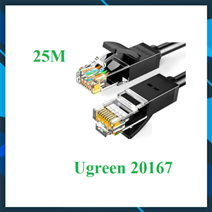 Dây mạng LAN Ethernet CAT6 1000Mbps UGREEN 20167 - màu Đen 25M bản dây tròn