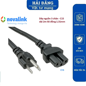 Dây nguồn C15 3 chân Novalink NV-53002A dài 2m lõi đồng 3x1.31mm dùng cho UPS, PDU, Server