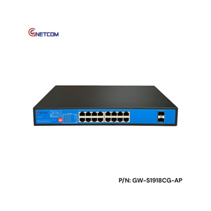 GNETCOM GW-S1918CG-AP - Switch PoE 16 Cổng Gigabit, Cấp Nguồn Ổn Định, Hiệu Suất Cao