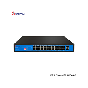 GNETCOM GW-S1926CG-AP - Switch PoE 24 Cổng Gigabit, Cấp Nguồn Ổn Định, Hiệu Suất Cao