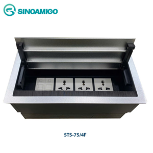 Hộp Ổ Cắm Âm Bàn Sinoamigo STS-7S/4F - Nắp Lật 2 Bên, Thiết Kế Sang Trọng Cho Văn Phòng