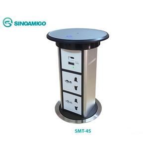 Hộp Ổ Điện Âm Bàn Đảo Cảm Ứng Sinoamigo SMT-4S - Mở Nắp Cảm Ứng, Sạc Không Dây Qi, Thiết Kế Hiện Đại