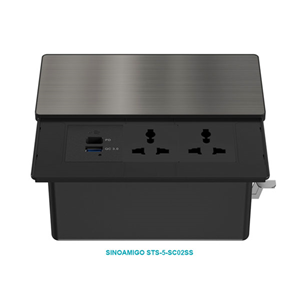Hộp Ổ Điện Âm Bàn Nắp Trượt Sinoamigo STS-5-SC02SS - 5 Modules, Nhôm Cao Cấp, Chính Hãng