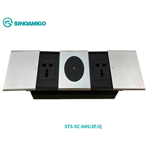 Hộp Ổ Điện Âm Bàn Nắp Trượt STS-SC-04S/2F/Q Sinoamigo - Vỏ Nhôm Cao Cấp, 2 Module Tiện Ích