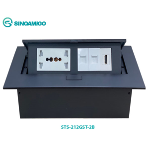 Hộp Ổ Điện Âm Bàn Sinoamigo STS-212GST-2B - 6 Modules, Màu Đen, Hợp Kim Nhôm Cao Cấp