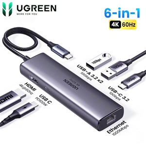 Hub Type-C 6 in 1 Ugreen 45000 - HDMI 4K@60Hz, USB 3.0, LAN, PD 100W - Mở rộng kết nối siêu tốc