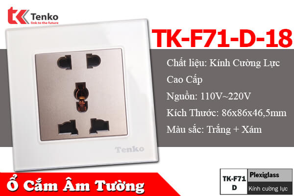 Ổ Cắm Điện Âm Tường Mặt Kính Cường Lực Cao Cấp TK-F71-D-18