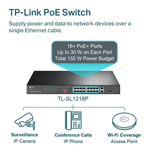 Switch chia mạng 2-cổng mạng Lan + 16 cổng PoE thương hiệu TL-SL1218P