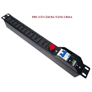 Thanh nguồn PDU 6 ổ cắm đa năng có Aptomat 20A chuẩn 19 inch