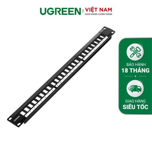 Thanh Patch Panel rỗng 1U Ugreen 70423 24 cổng RJ45 Cat5e/Cat6/Cat6A chính hãng
