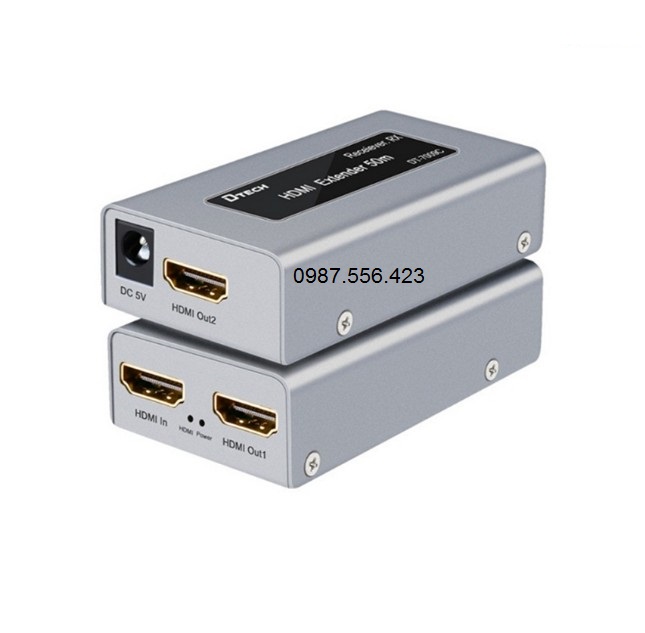Thiết bị kéo dài HDMI 50m qua cáp Lan Cat5/6 chính hãng Dtech DT-7009C cao cấp