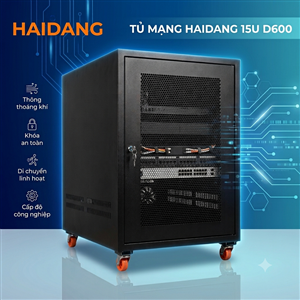 Tủ Mạng HD-RACK 15U-D600 Màu Đen, Cánh Lưới Chính Hãng