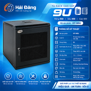 Tủ Rack 9U HY-N9U 550x450x400mm nhập khâu Cao Cấp | Tủ Mạng Chính Hãng