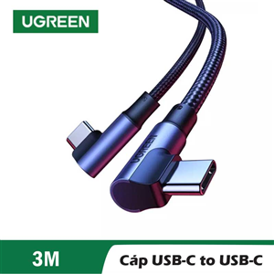 Ugreen 10357 USB-C Male to Male 2.0 Double Angle Round Cable Case Alu mạ niken 3m