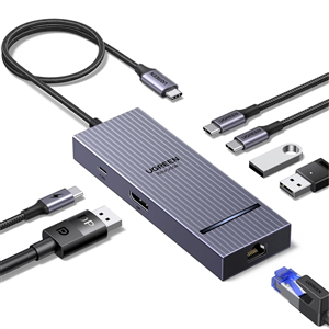 Ugreen hub chuyển đổi 7 in 1 Type-C 8k30Hz, 1 USB-c,1HDMi,1Display, 1 USB A5Gb, 3USSB A 480Mbps, 1PD