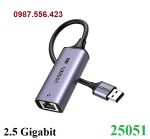USB 3.0 sang LAN RJ45 2.5G Ugreen 25051, tốc độ 2.5Gbps, kết nối ổn định, dùng cho laptop, PC
